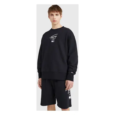 Tommy Jeans pánská černá mikina MODERN ESSENTIAL SIG CREW