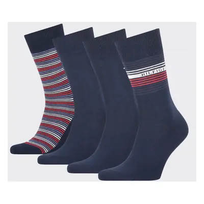 Tommy Hilfiger pánské modro červeno bílé ponožky Box 4 pack