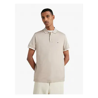 Tommy Hilfiger pánské hnědobílé polo Oxford