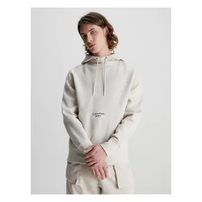 Calvin Klein pánská béžová mikina TRANSPARENT STRIPE LOGO