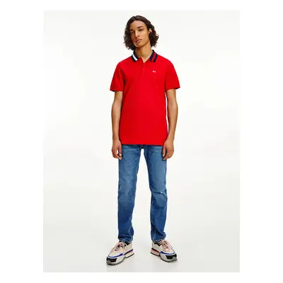 Tommy Jeans pánské červené polo triko