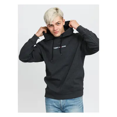 Tommy Jeans pánská tmavě šedá mikina STRAIGHT LOGO