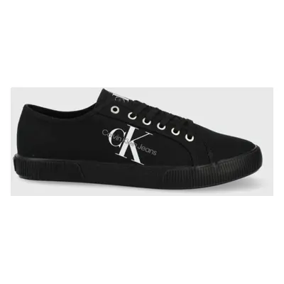 Calvin Klein pánské černé plátěné tenisky ESSENTIAL VULCANIZED 1