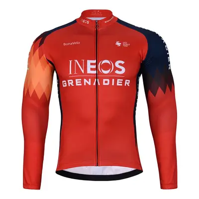 BONAVELO Cyklistický dres s dlouhým rukávem zimní - INEOS 2024 WINTER - modrá/červená