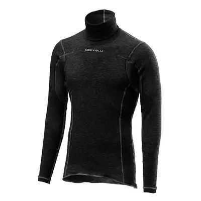 CASTELLI Cyklistické triko s dlouhým rukávem - FLANDERS WARM NECK - černá