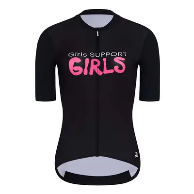 HOLOKOLO Cyklistický dres s krátkým rukávem - SUPPORT ELITE LADY - růžová/bílá/černá