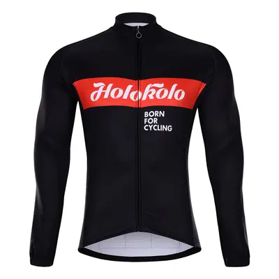 HOLOKOLO Cyklistický dres s dlouhým rukávem zimní - OBSIDIAN WINTER - černá/červená