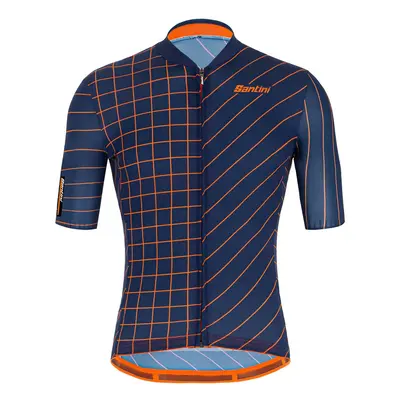 SANTINI Cyklistický dres s krátkým rukávem - SLEEK DINAMO - oranžová/modrá