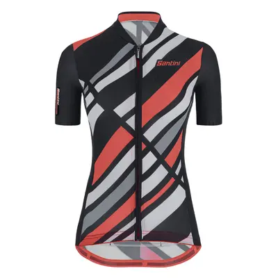 SANTINI Cyklistický dres s krátkým rukávem - SLEEK RAGGIO LADY - černá/růžová