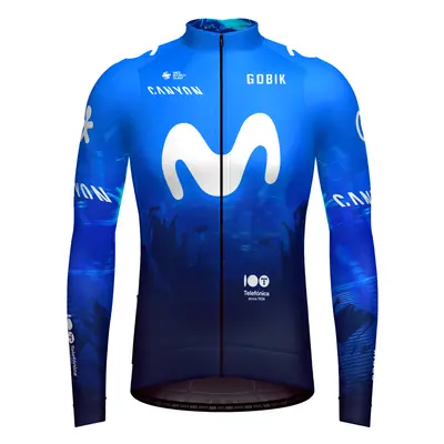 GOBIK Cyklistický dres s dlouhým rukávem zimní - HYDER MOVISTAR TEAM 2024 - modrá/bílá