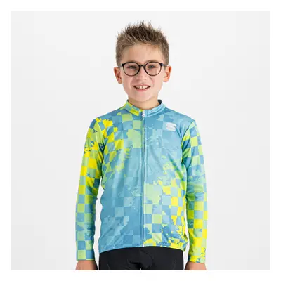 SPORTFUL Cyklistický dres s dlouhým rukávem zimní - KID THERMAL - modrá/žlutá