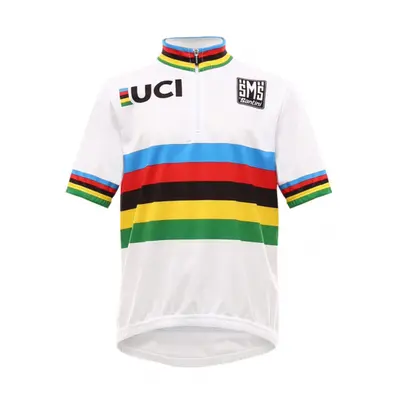 SANTINI Cyklistický dres s krátkým rukávem - UCI KIDS - vícebarevná/bílá