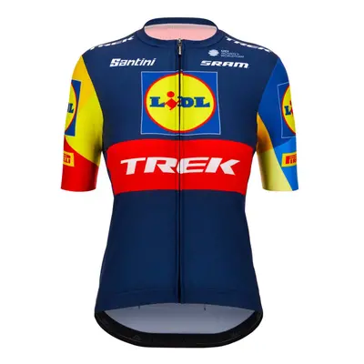 SANTINI Cyklistický dres s krátkým rukávem - LIDL TREK 2024 LADY - žlutá/červená/modrá