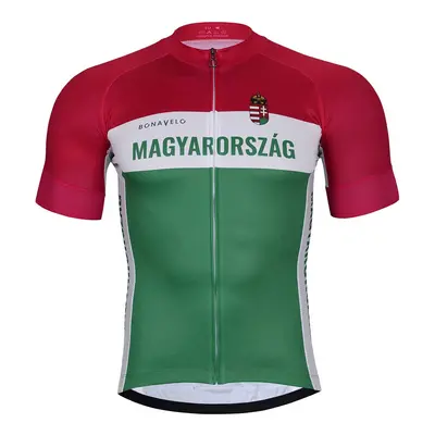 BONAVELO Cyklistický dres s krátkým rukávem - HUNGARY - červená/bílá/zelená