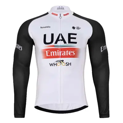 BONAVELO Cyklistický dres s dlouhým rukávem zimní - UAE 2024 WINTER - bílá/černá/červená