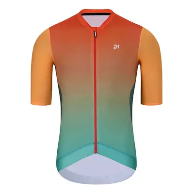 HOLOKOLO Cyklistický dres s krátkým rukávem - INFINITY - oranžová/zelená/červená