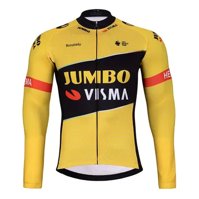 BONAVELO Cyklistický dres s dlouhým rukávem zimní - JUMBO-VISMA 2024 WNT - černá/žlutá