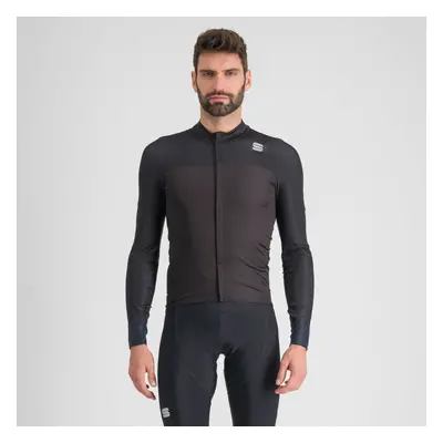 SPORTFUL Cyklistický dres s dlouhým rukávem zimní - BODYFIT PRO - černá/hnědá