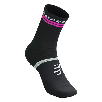 COMPRESSPORT Cyklistické ponožky klasické - PRO MARATHON V2.0 - černá/žlutá/růžová