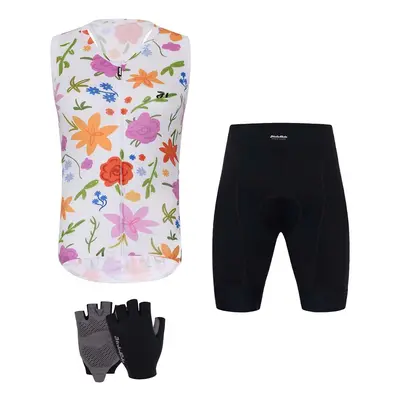 HOLOKOLO Cyklistický mega set - FLORAL ELITE LADY - černá/vícebarevná/bílá