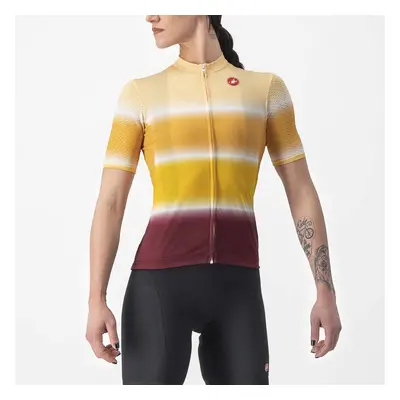 CASTELLI Cyklistický dres s krátkým rukávem - DOLCE LADY - žlutá/bordó