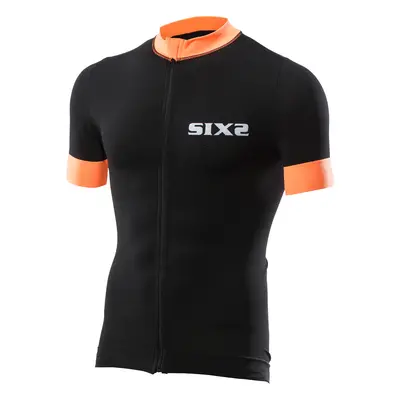 SIX2 Cyklistický dres s krátkým rukávem - BIKE3 STRIPES - oranžová/černá