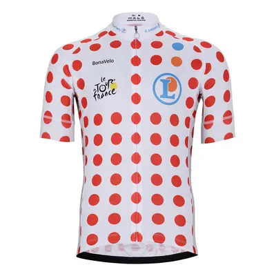 BONAVELO Cyklistický dres s krátkým rukávem - TOUR DE FRANCE 2024 - bílá/červená