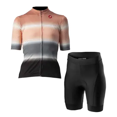 CASTELLI Cyklistický krátký dres a krátké kalhoty - DOLCE LADY - šedá/růžová/černá