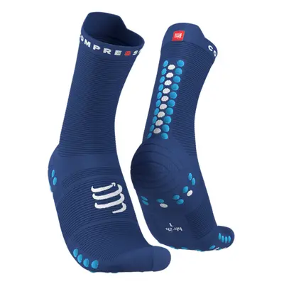 COMPRESSPORT Cyklistické ponožky klasické - PRO RACING V4.0 RUN HIGH - modrá