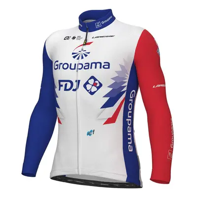 ALÉ Cyklistický dres s dlouhým rukávem zimní - GROUPAMA FDJ 2022 - modrá/červená/bílá