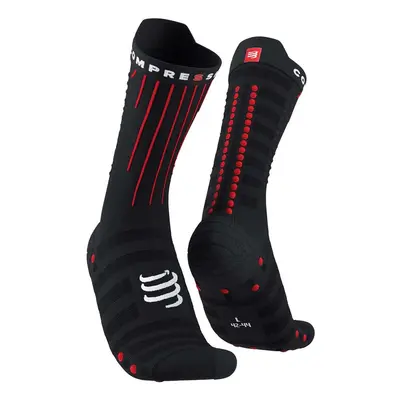 COMPRESSPORT Cyklistické ponožky klasické - AERO - červená/černá