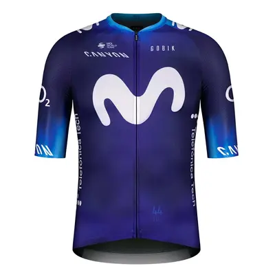 GOBIK Cyklistický dres s krátkým rukávem - MOVISTAR 2023 - bílá/modrá