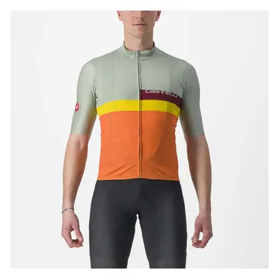 CASTELLI Cyklistický dres s krátkým rukávem - A BLOCCO - oranžová/bordó/zelená/žlutá