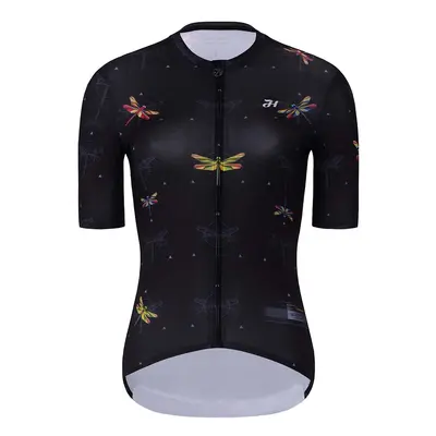 HOLOKOLO Cyklistický dres s krátkým rukávem - DRAGONFLIES ELITE LADY - černá