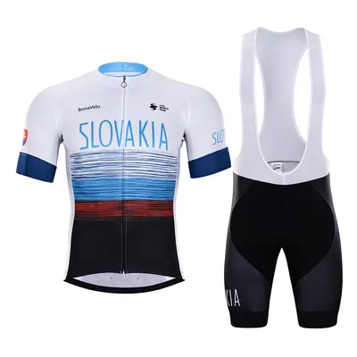 BONAVELO Cyklistický krátký dres a krátké kalhoty - SLOVAKIA - bílá/červená/modrá/černá