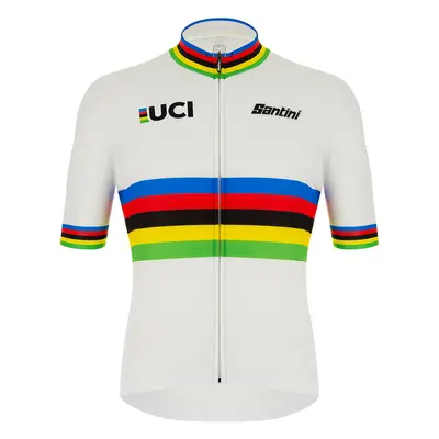 SANTINI Cyklistický dres s krátkým rukávem - UCI WORLD CHAMP ECO - duhová/bílá