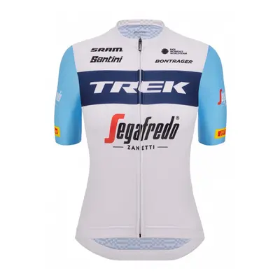 SANTINI Cyklistický dres s krátkým rukávem - TREK SEGAFREDO 2023 LADY FAN LINE - světle modrá/bí