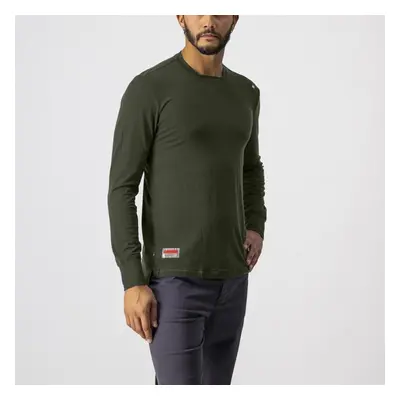 CASTELLI Cyklistické triko s dlouhým rukávem - MERINO LS TEE - zelená