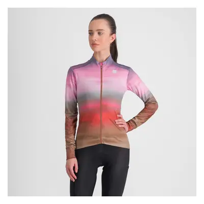 SPORTFUL Cyklistický dres s dlouhým rukávem zimní - FLOW SUPERGIARA THERMAL - růžová/hnědá