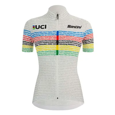 SANTINI Cyklistický dres s krátkým rukávem - UCI WORLD 100 LADY - bílá/duhová