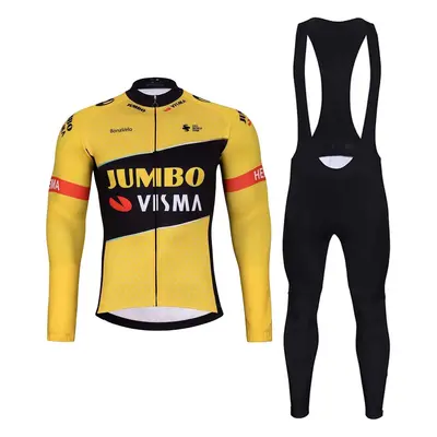 BONAVELO Cyklistický zimní dres a kalhoty - JUMBO-VISMA 2024 WNT - žlutá/černá