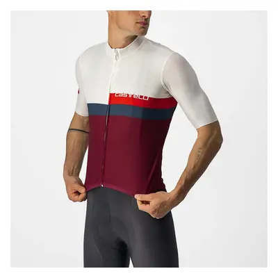 CASTELLI Cyklistický dres s krátkým rukávem - A BLOCCO - béžová/bordó/červená/modrá