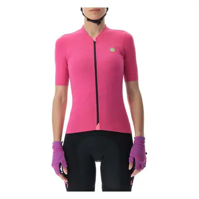 UYN Cyklistický dres s krátkým rukávem - LIGHTSPEED LADY - růžová/černá