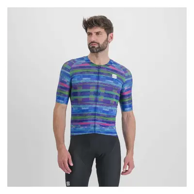 SPORTFUL Cyklistický dres s krátkým rukávem - GLITCH BOMBER - modrá/vícebarevná