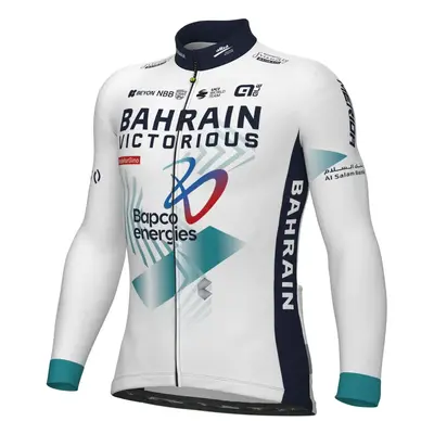 ALÉ Cyklistický dres s dlouhým rukávem zimní - BAHRAIN VICTORIOUS 2024 - bílá/modrá