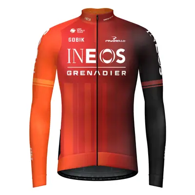 GOBIK Cyklistický dres s dlouhým rukávem zimní - HYDER INEOS GRENADIERS 2024 - červená/oranžová