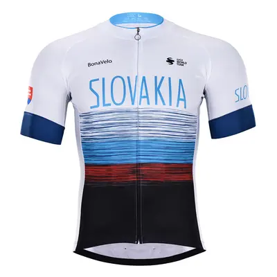 BONAVELO Cyklistický dres s krátkým rukávem - SLOVAKIA - bílá/červená/modrá/černá