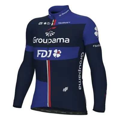 ALÉ Cyklistický dres s dlouhým rukávem zimní - GROUPAMA FDJ 2024 - modrá