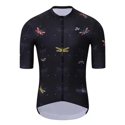 HOLOKOLO Cyklistický dres s krátkým rukávem - DRAGONFLIES ELITE - černá