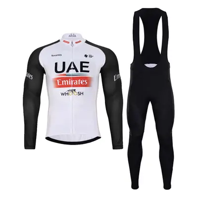 BONAVELO Cyklistický zimní dres a kalhoty - UAE 2024 WINTER - černá/bílá/červená